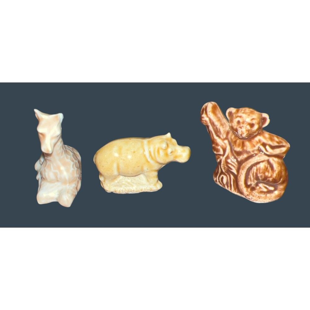 Wade England Animal Miniatures Set Of‎ 3 Giraffe Hippo Bear Ceramic Figurines